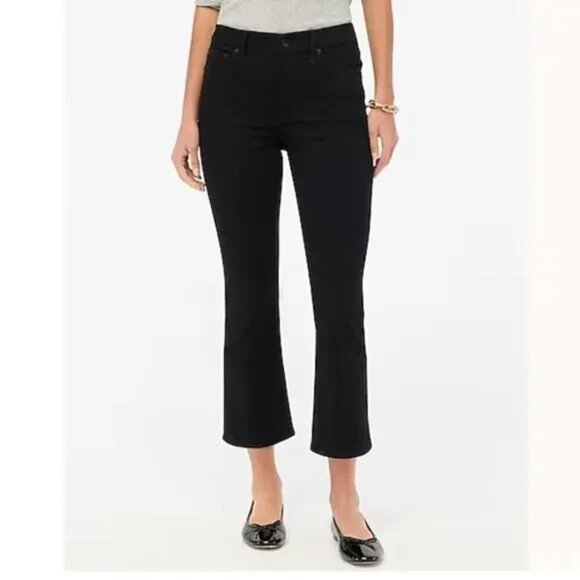 J. Crew Factory Jeans Womens Mid Rise Flare Crop Black All-day Stretch Sz 26 NEW - Picture 1 of 8